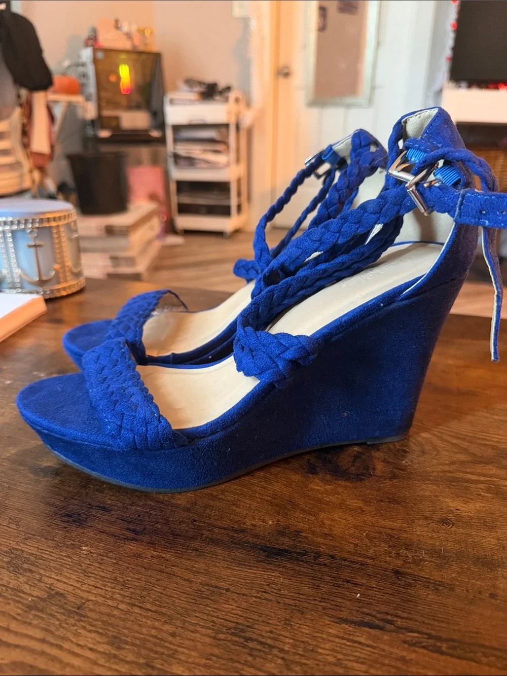 Charlotte Russe Royal Blue Braided Wedge Sandals